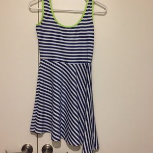Modcloth Bright Blue Striped Assymetrical Dress
