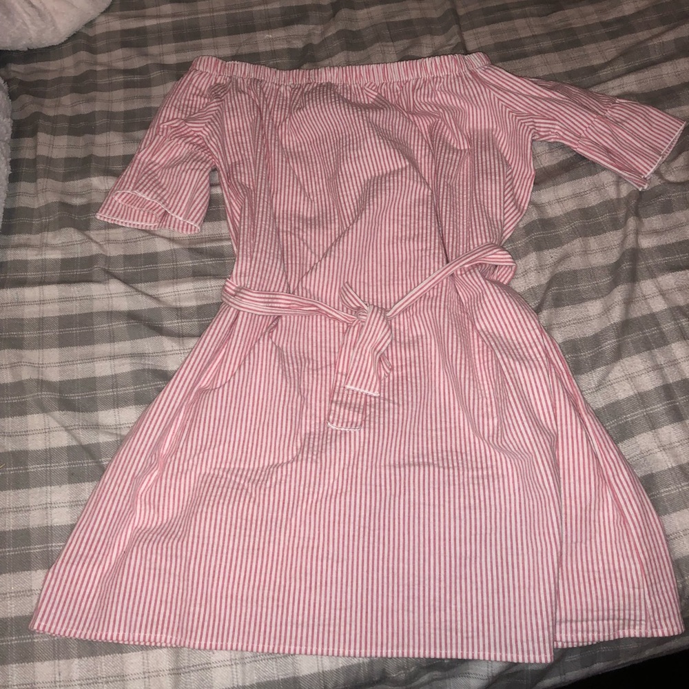 Pink off the shoulder dress