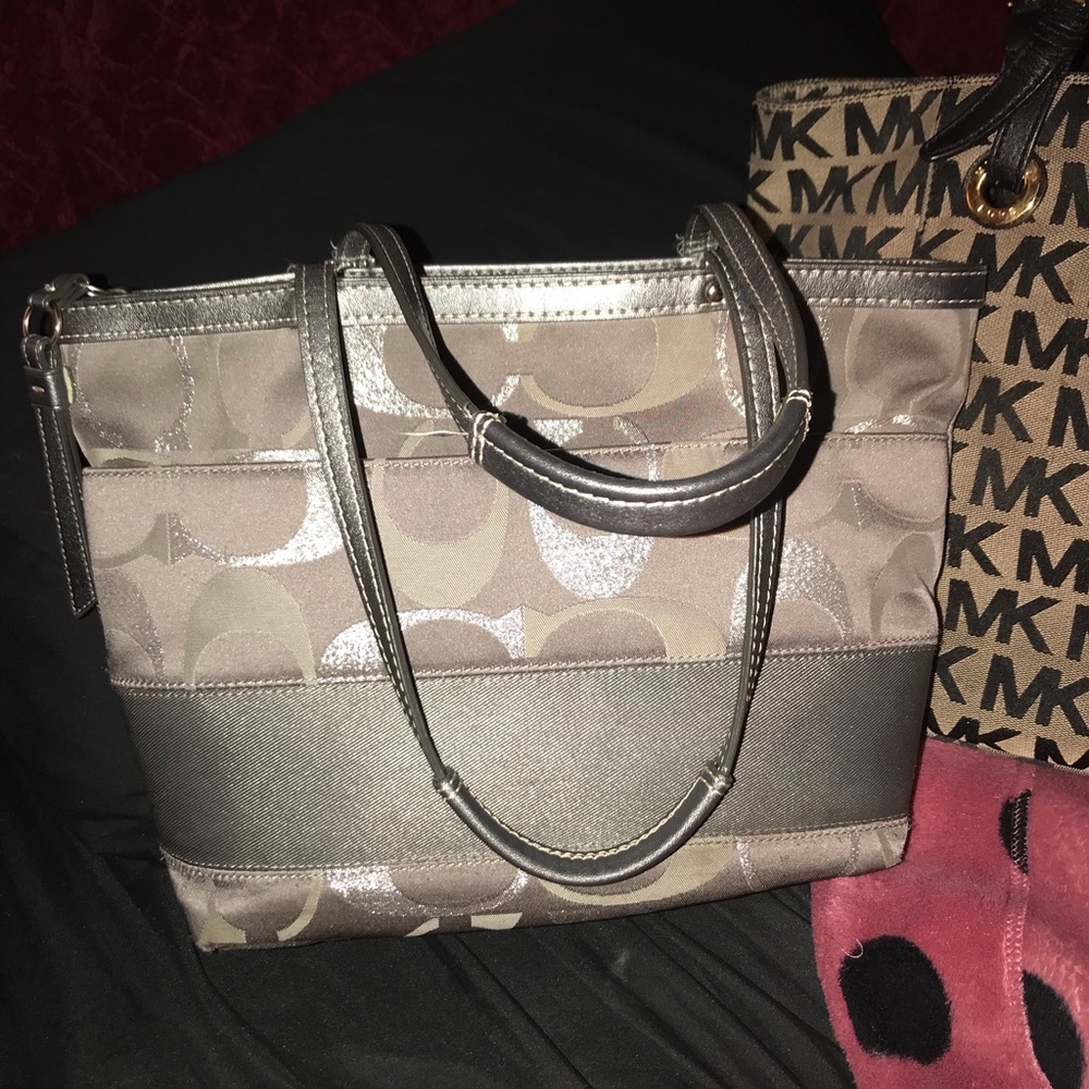Authentic silver coach purse