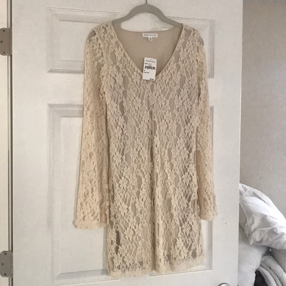 Tan lace dress