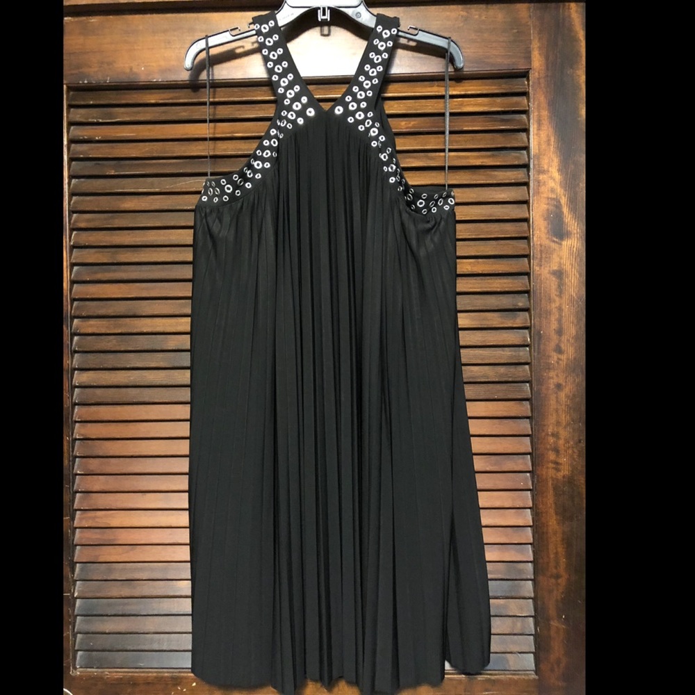 NWT Michael Kors Black rivet pleat dress