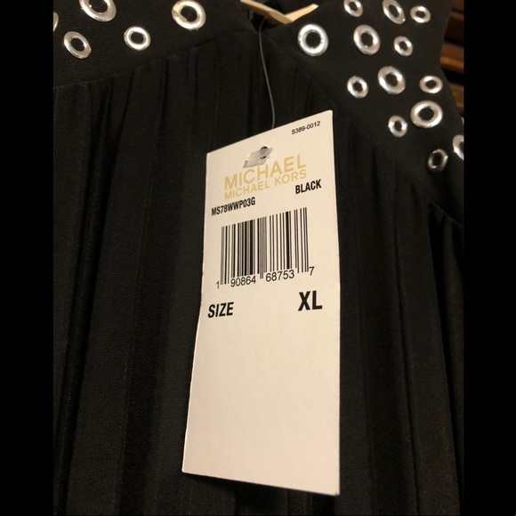 NWT Michael Kors Black rivet pleat dress - Picture 3 of 3