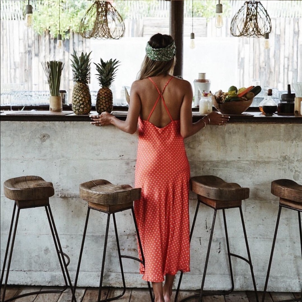 Pretty silk red dress.