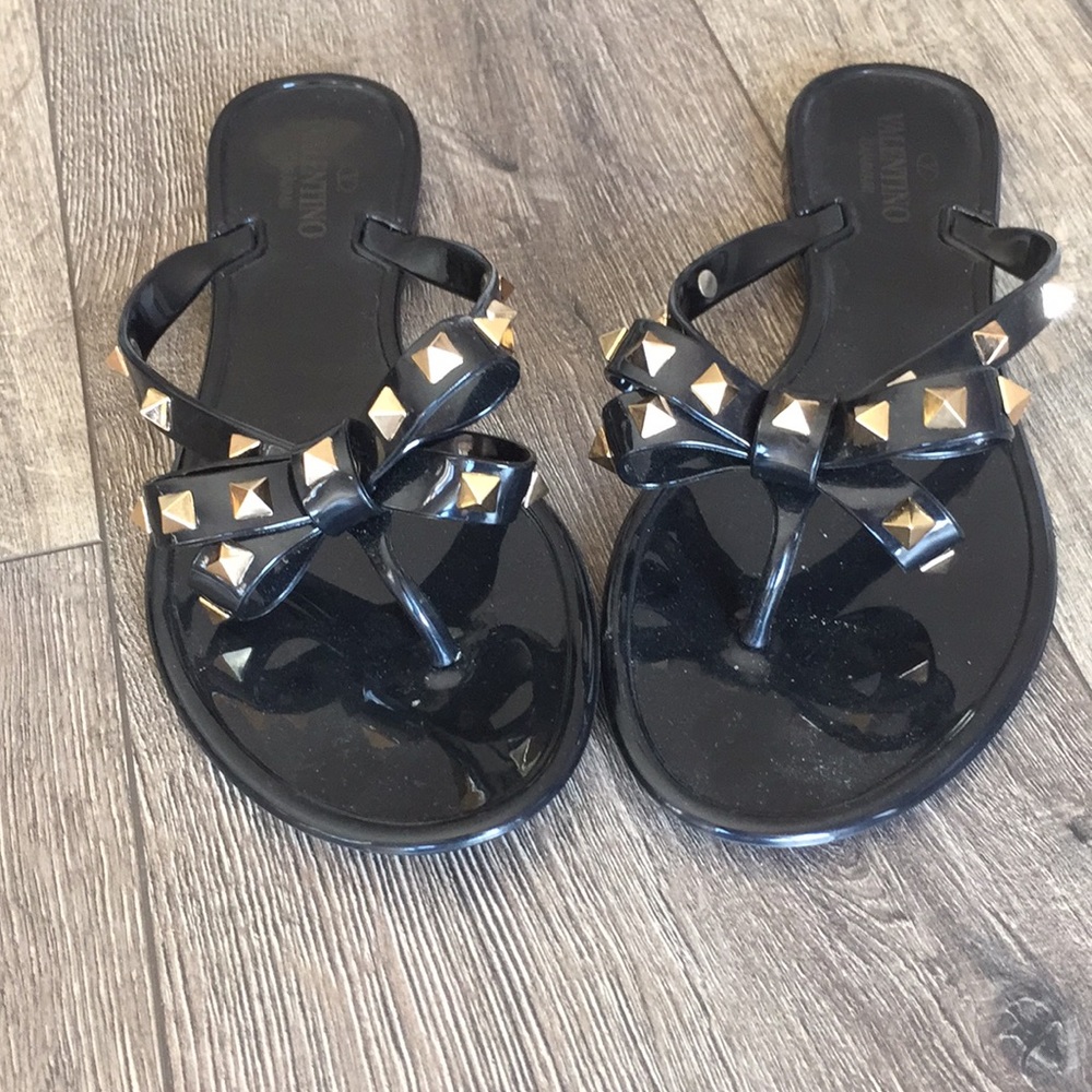 Valentino rockstud sandals, black, 6US