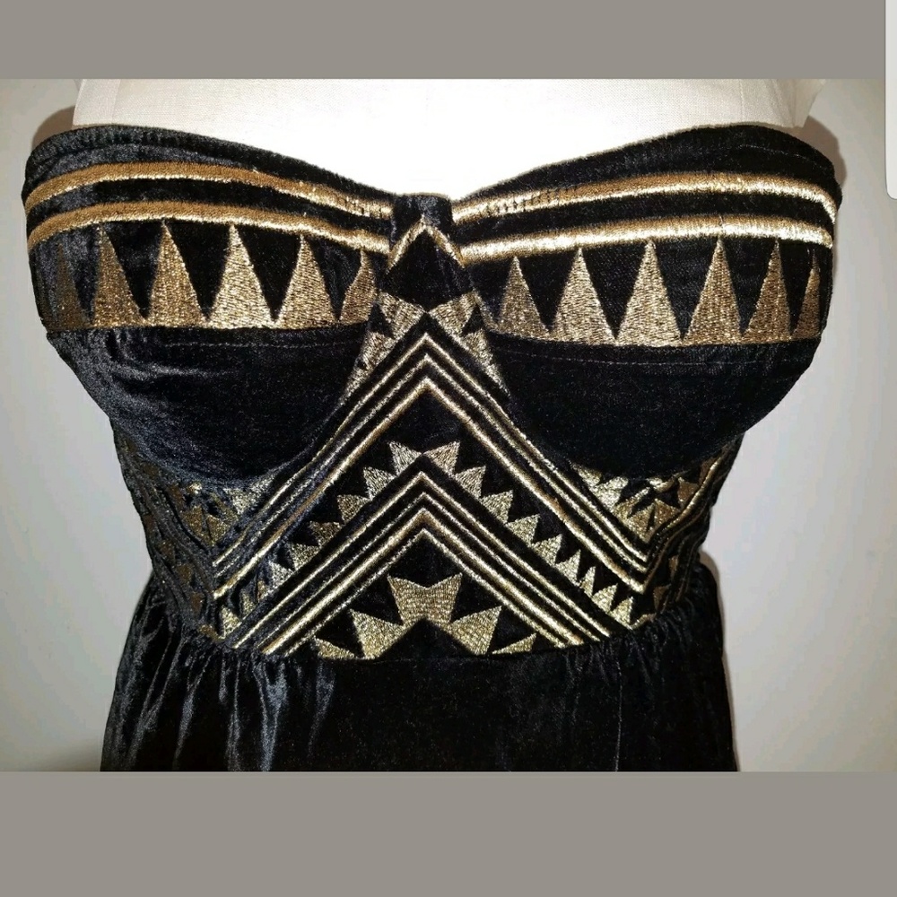 Mara Hoffman Sample Velvet Dress w/Gold Embroidery