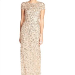 Adrianna Papell short sleeved sequins mesh gown