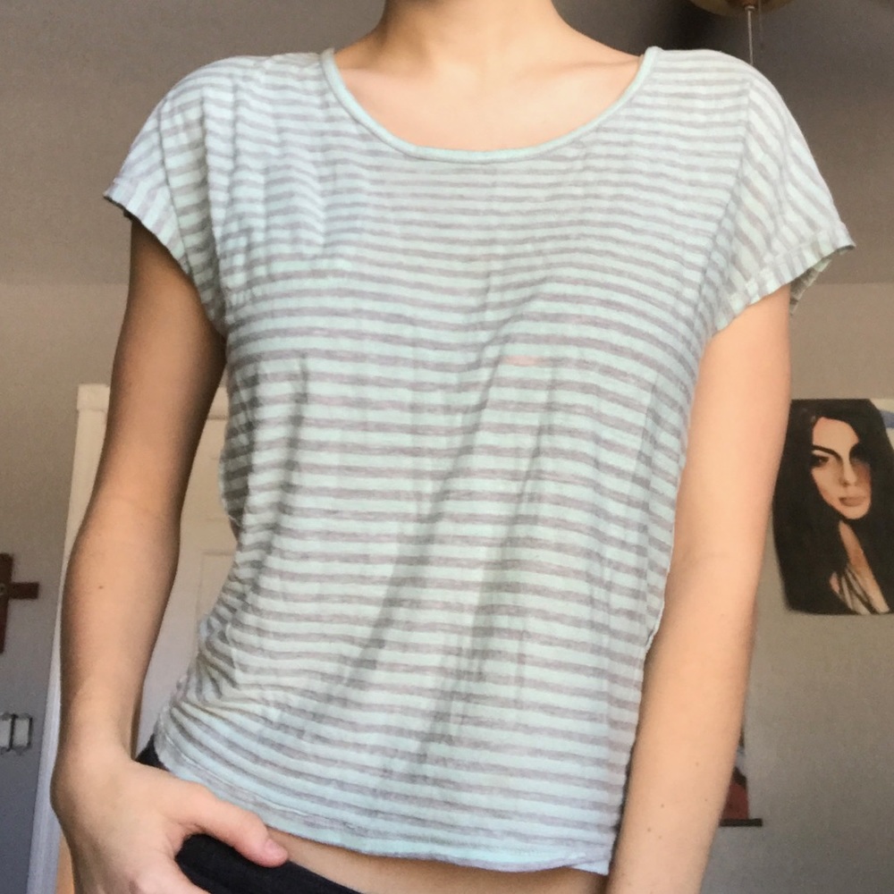 Blue ad white striped t shirt
