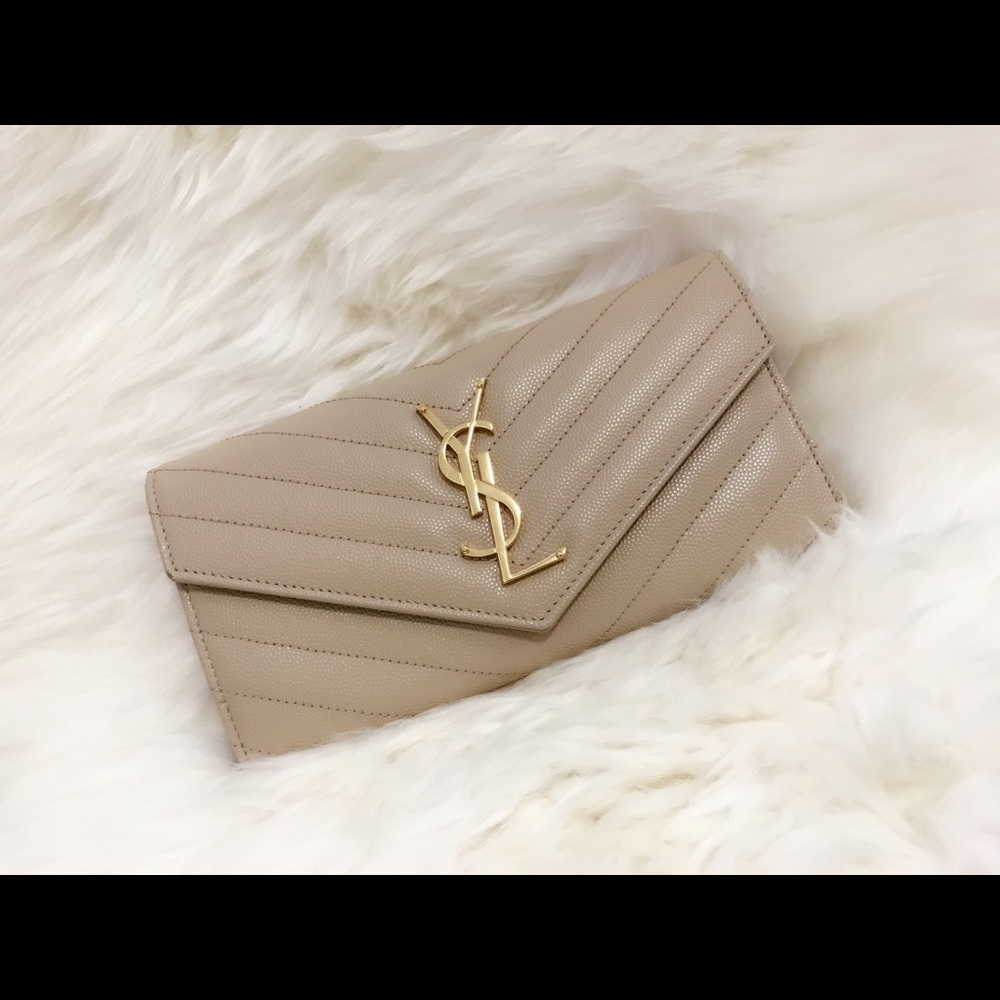 Large Monogramme Flap Wallet in Nude Powder
