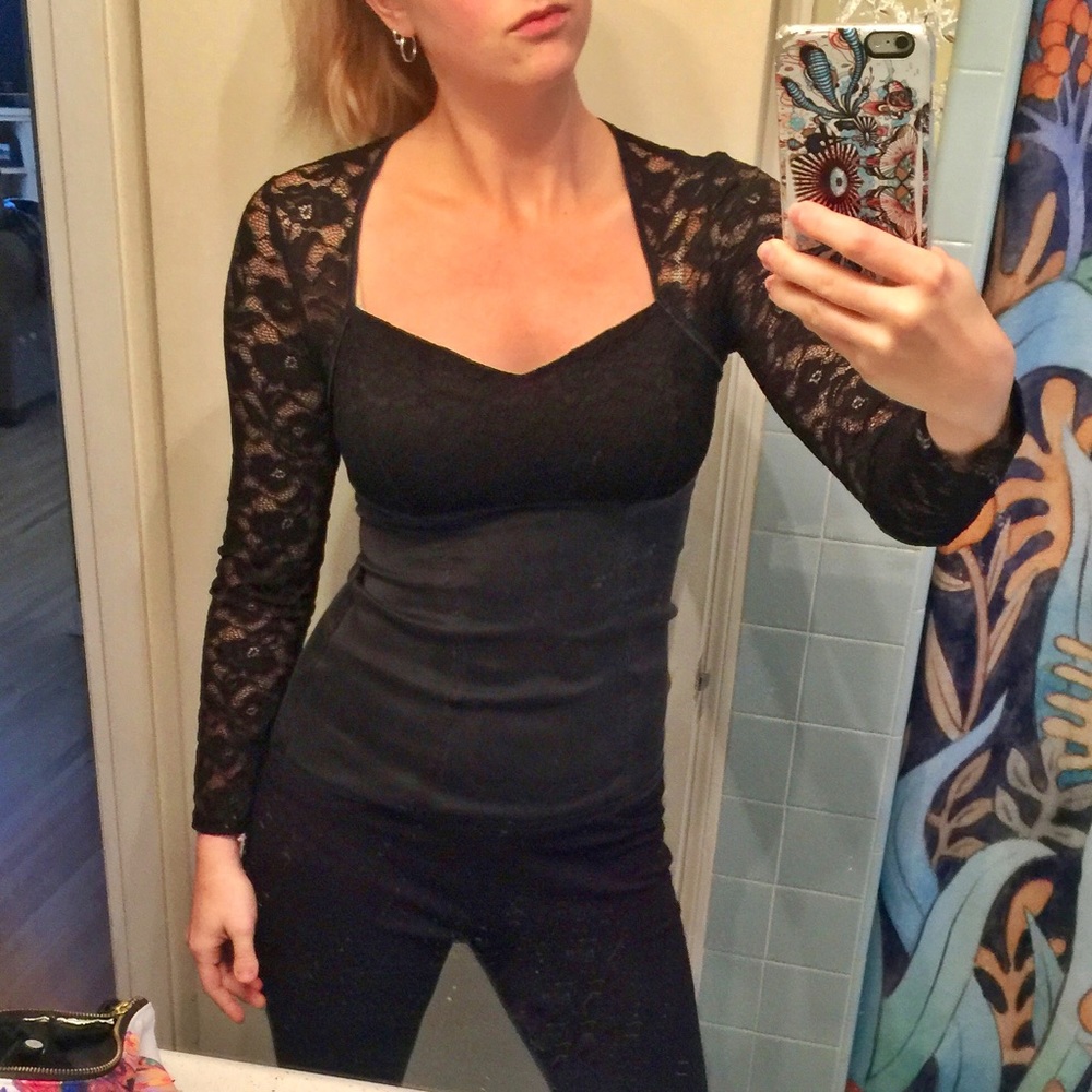 Fitted black lace sexy top