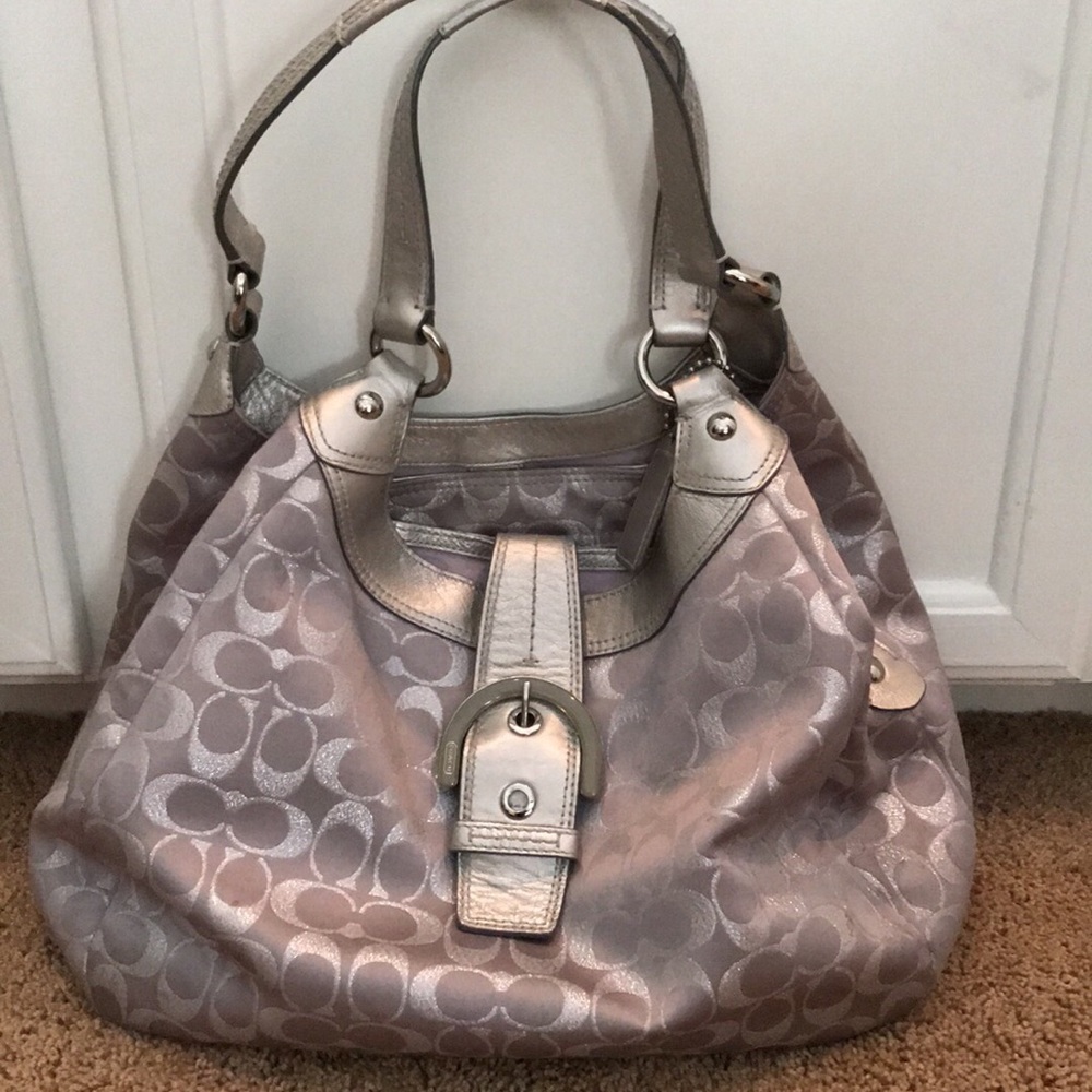 Silver COACH handbag