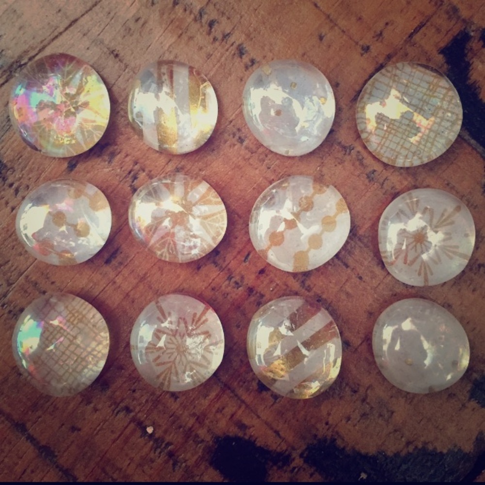 Handmade glass round magnets 12-pack