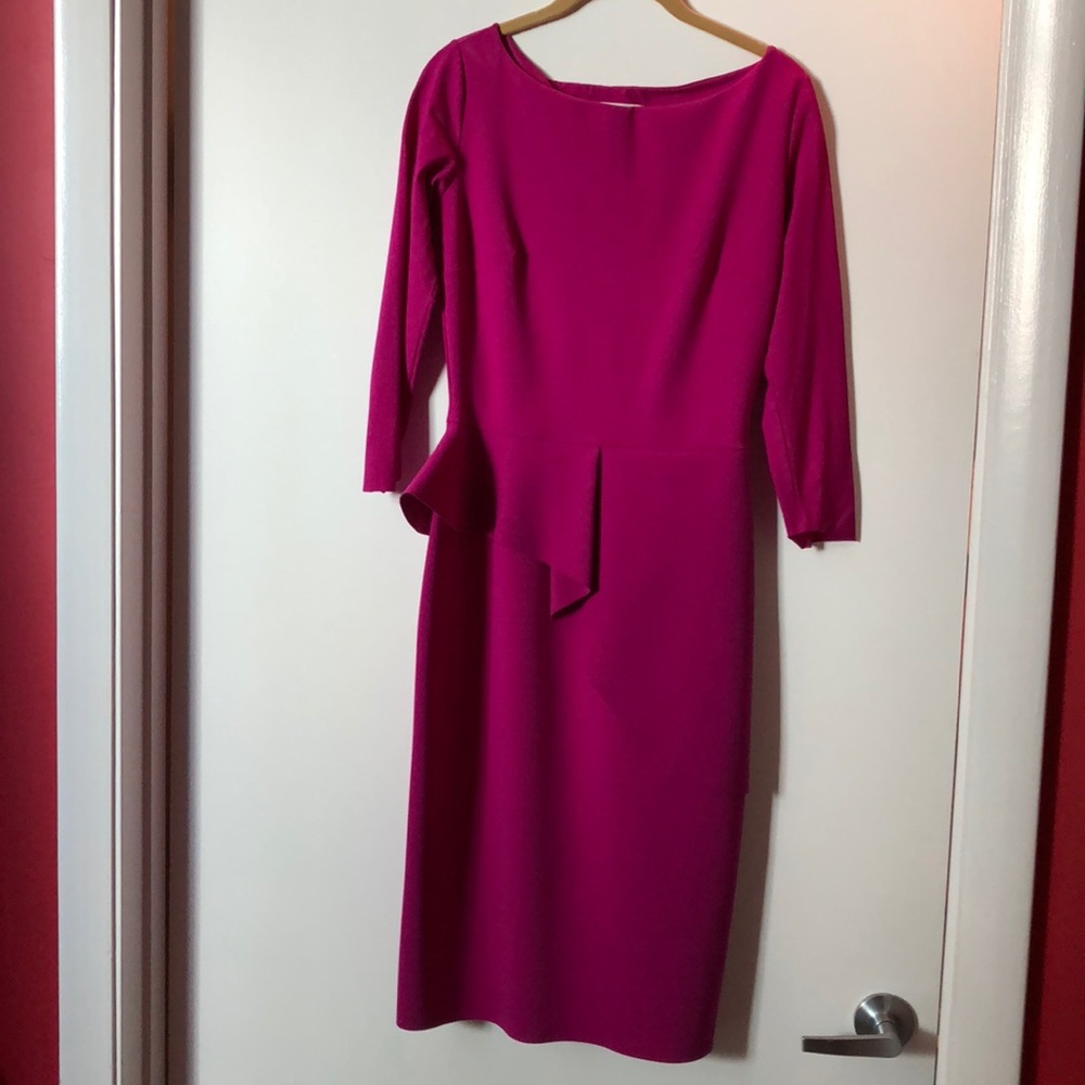 Boat neck long sleeve peplum dress