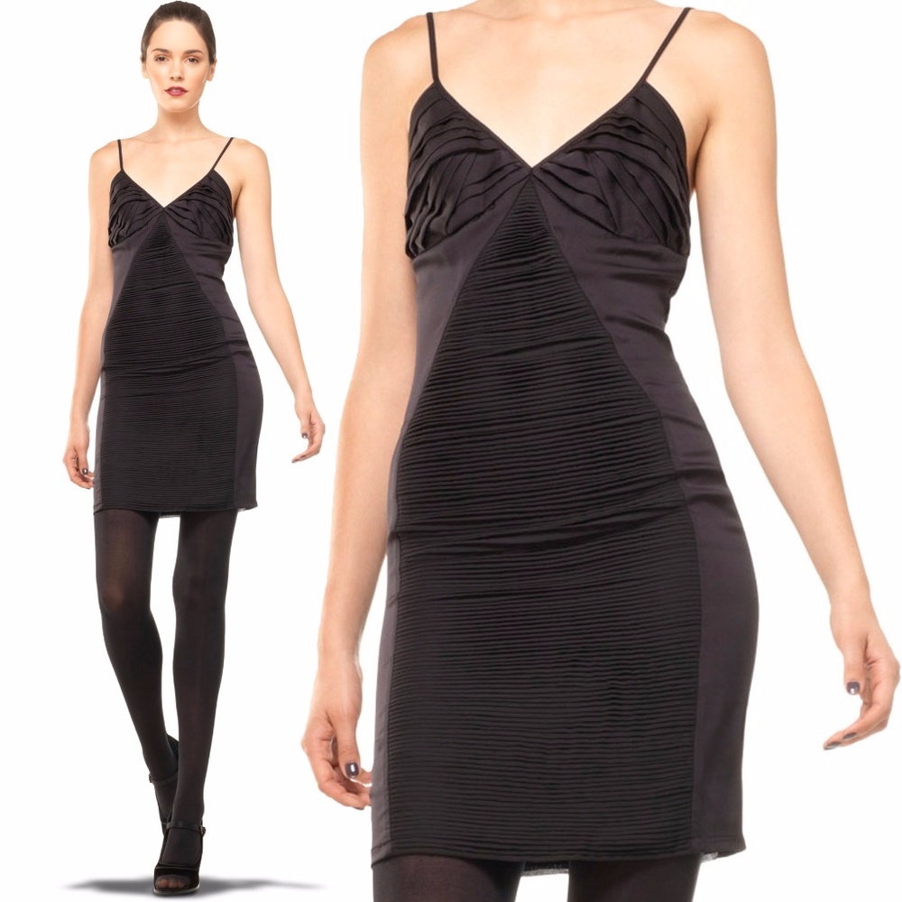 NWOT Black Pleated Silk Dress