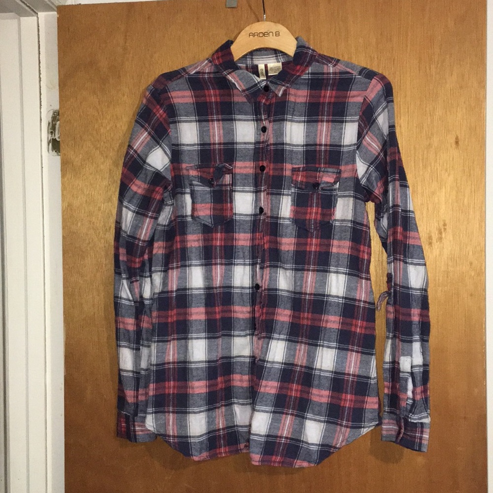 Navy and red plaid shirt