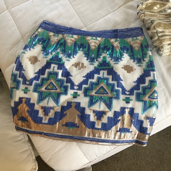Blue and gold sequin skirt - Picture 1 of 1