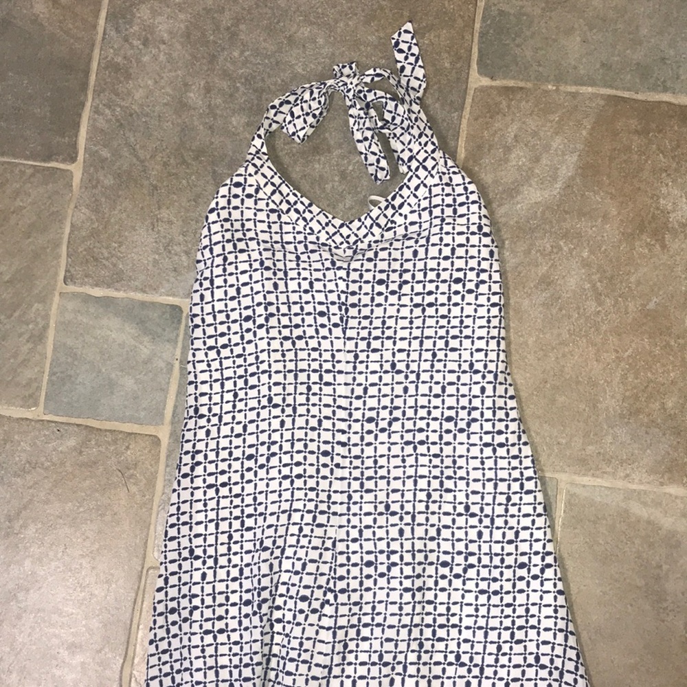 Vineyard Vines blue and white halter maxi dress