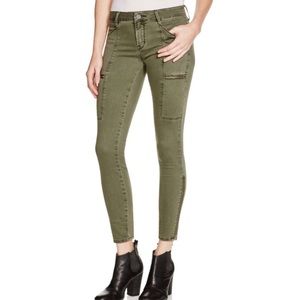 Cargo denim pants with size zipper