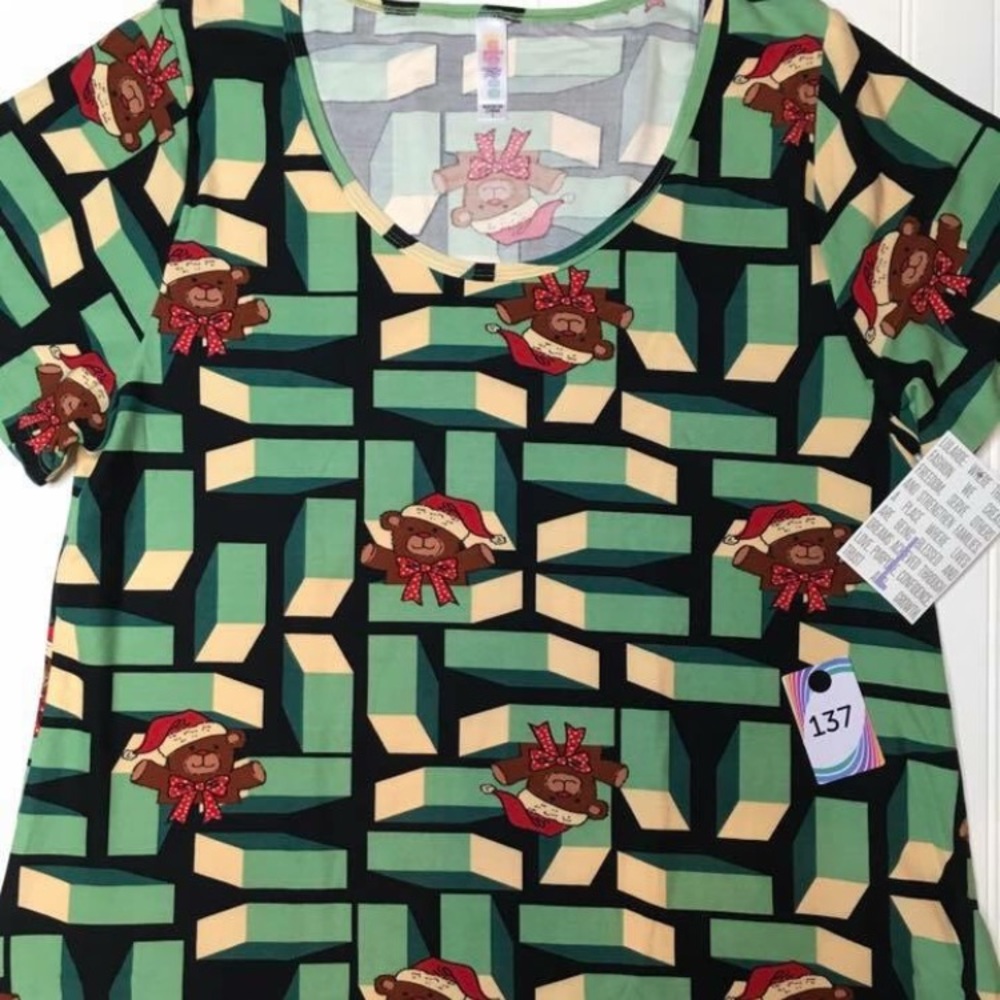 LulaRoe Christmas large classic T teddy bears NWT