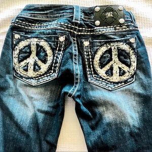Miss Me Jeans Peace Sign Pocket