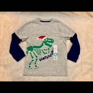 🎅🏻 SANTA-SAURUS 🎅🏻 CHRISTMAS boys shirt sz 5