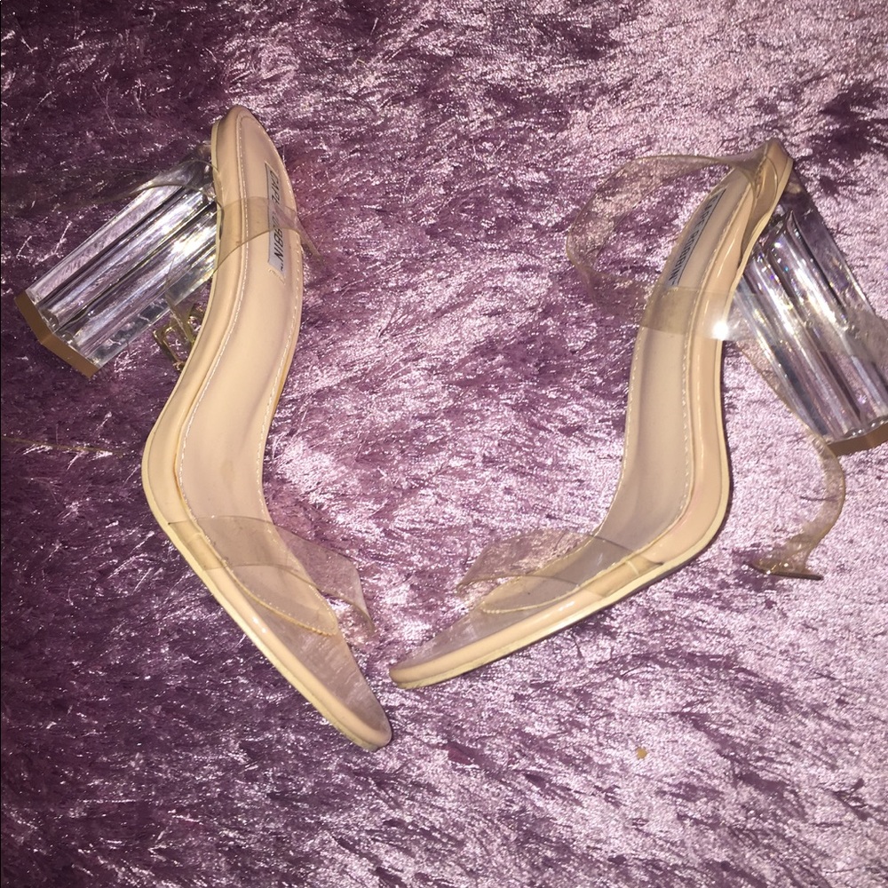 Cape Robbin clear strap block heels.