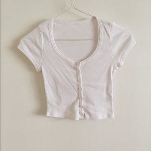 American Apparel Ribbed Button Up Crop Top