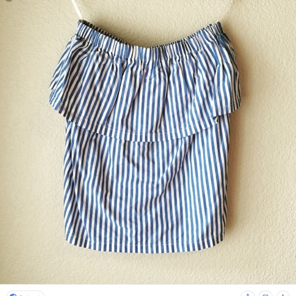 H&M Blue and White striped tube top