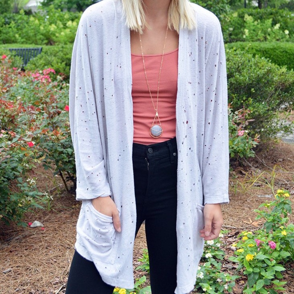 🎉NWT MICHAEL STARS DISTRESSED 3/4 SLEEVE CARDI OS