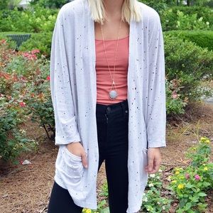 🎉NWT MICHAEL STARS DISTRESSED 3/4 SLEEVE CARDI OS