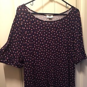 Navy Top with Bell Sleeves