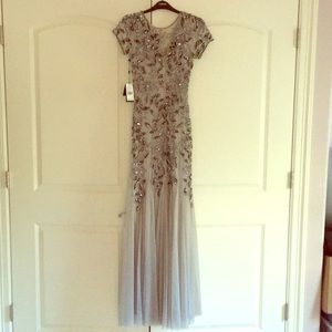 Adrianna papell floral beaded godet gown