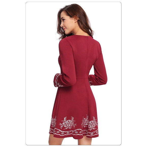 🎉HP🎉Burgundy LongSleeve Flare Dress🎈Last One 🎈 - Picture 3 of 5