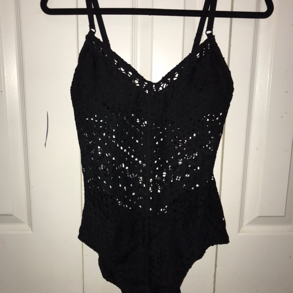 Robin Piccone crocheted one piece suit
