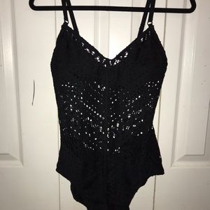 Robin Piccone crocheted one piece suit