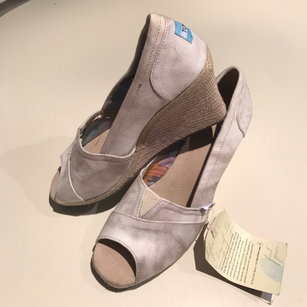 Toms wedge kaki open toe sandal