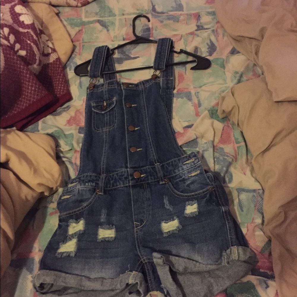 Overalls shorts.