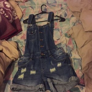 Overalls shorts.
