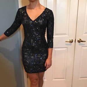 Scala Navy Beaded Dress, Homecoming, New Years