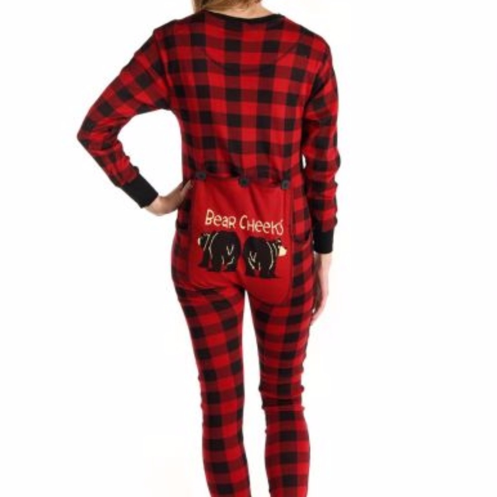 NWT Bear Cheeks Plaid Adult Flapjacks Onesie