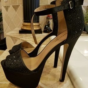 New Size 10 Satin crystal embellished platforms