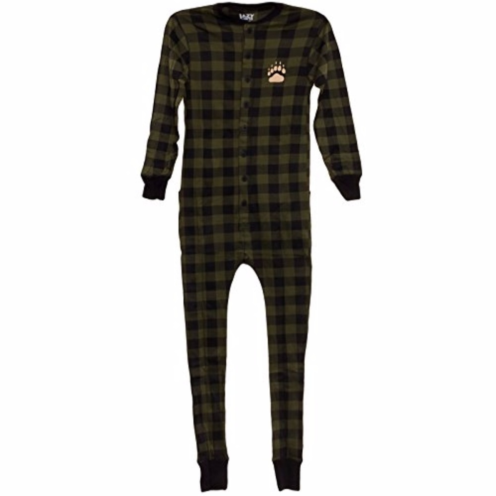 NWOT Bear Cheeks Plaid Adult Flapjacks Onesie