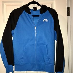 Stunning Blue and Black Nike Sweatshirt with Hood