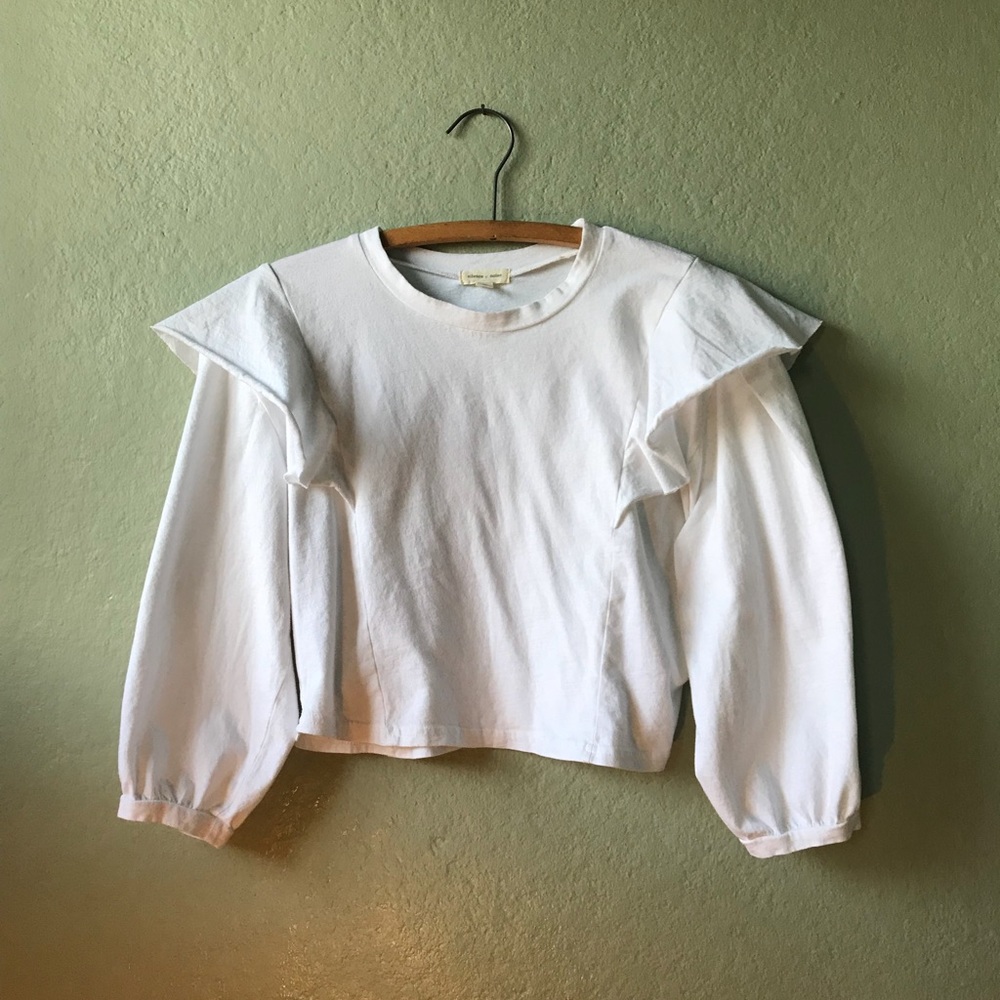 Ruffle Sleeve Cotton Crop Top