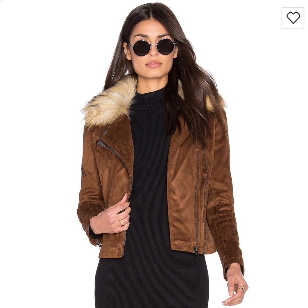 John + Jenn Faux Suede Moto Jacket