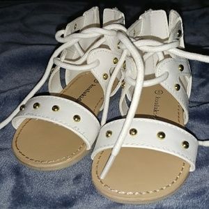 White Studded Lace up Sandals