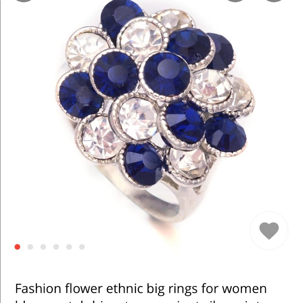 Blue Crystal & Rhinestone Ring. - Picture 4 of 4