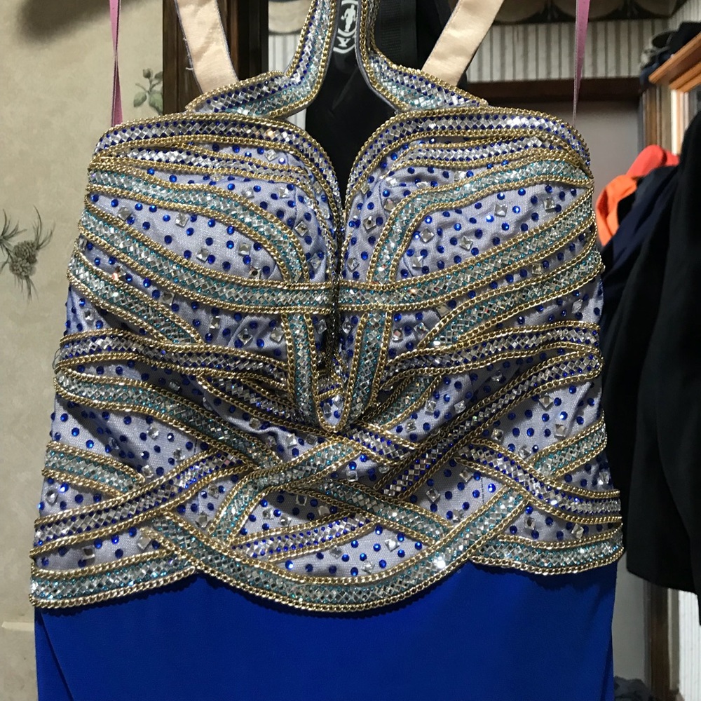 Blue and green prom dress
