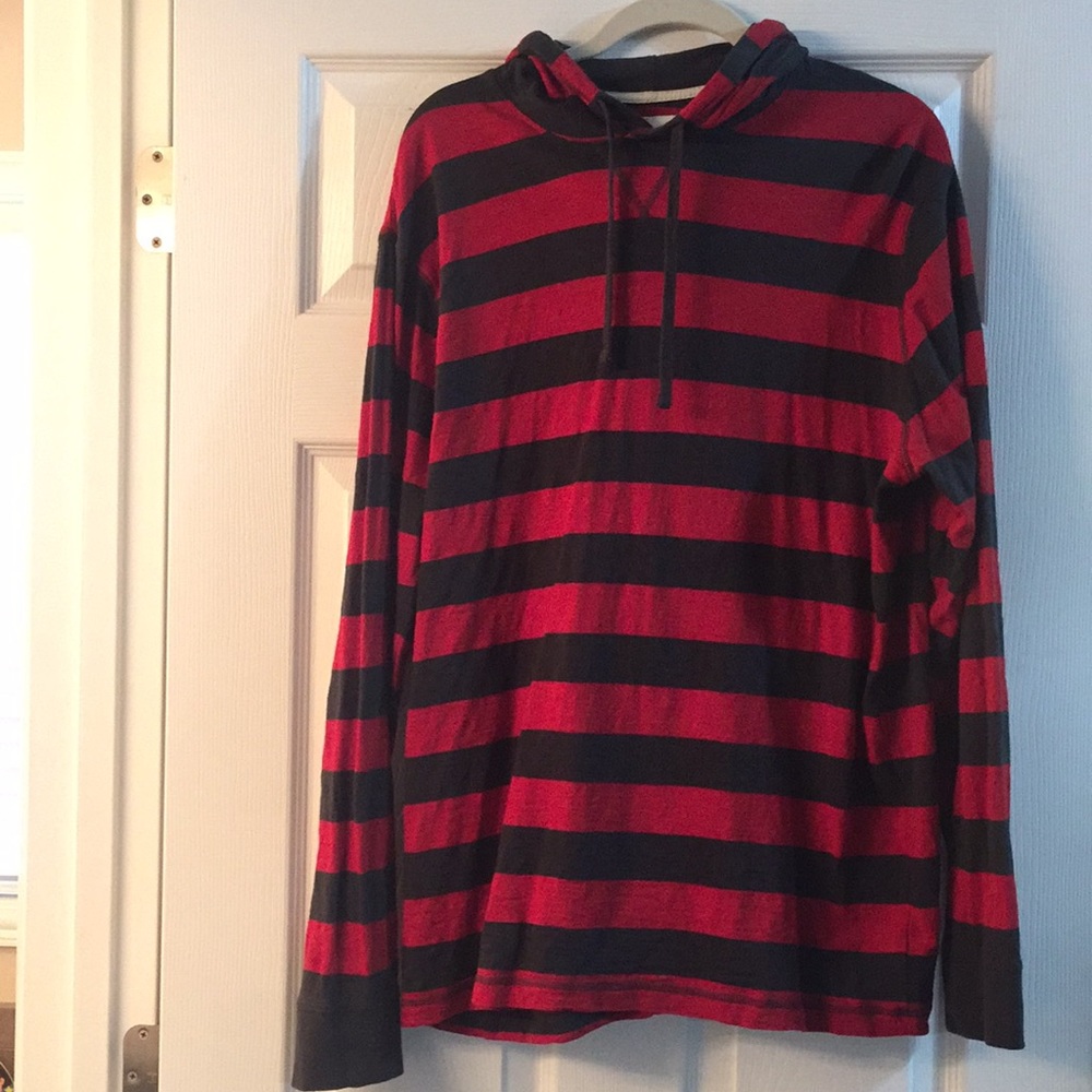XL Red & Charcoal Gray Hooded Shirt
