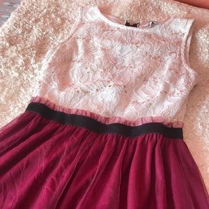 White/Cream and burgundy dress