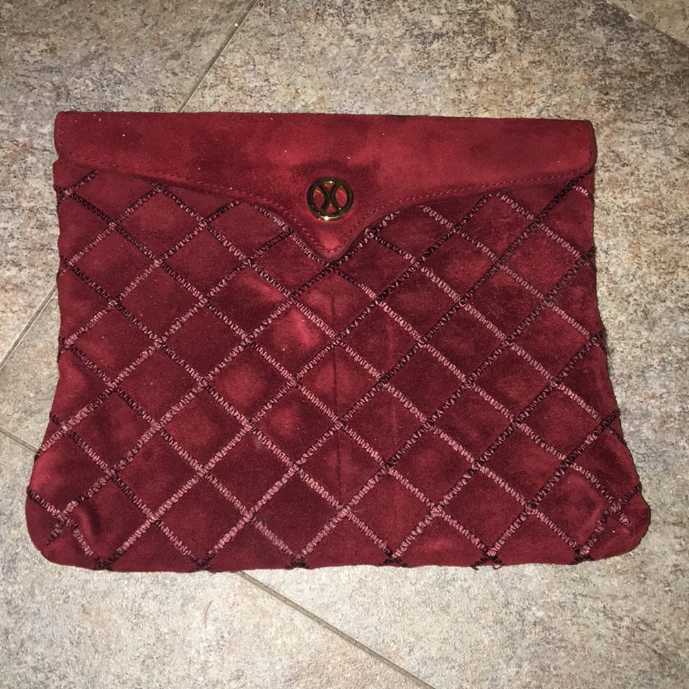 Bergdorf Goodman red velvet clutch